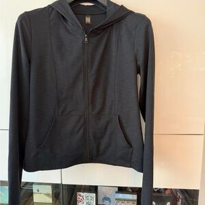 Heather Rib Zip-Up Hooded Jacket